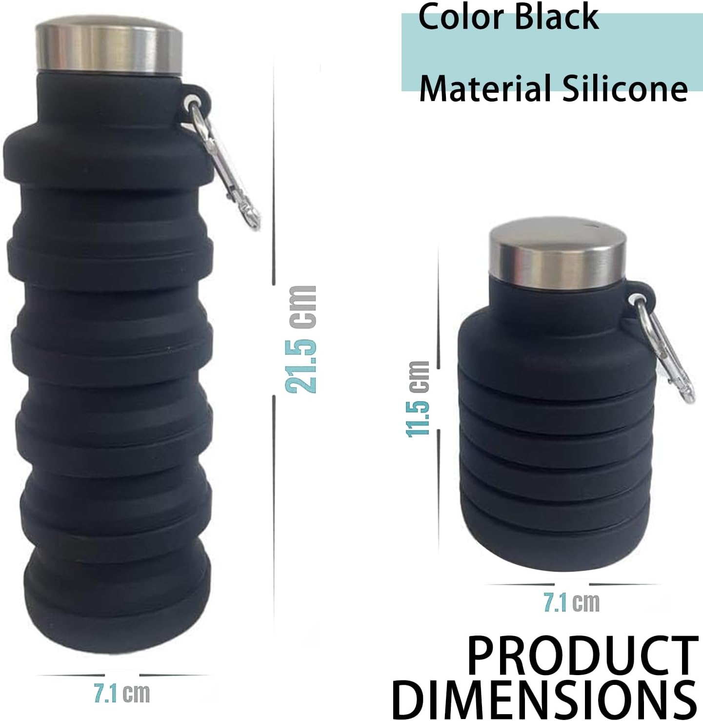 Collapsible 500ml Silicone Water Bottle – BPA-Free, Foldable, Leak-Proof, Lightweight Travel & Outdoor Bottle for Hiking, Gym, and Everyday Use
