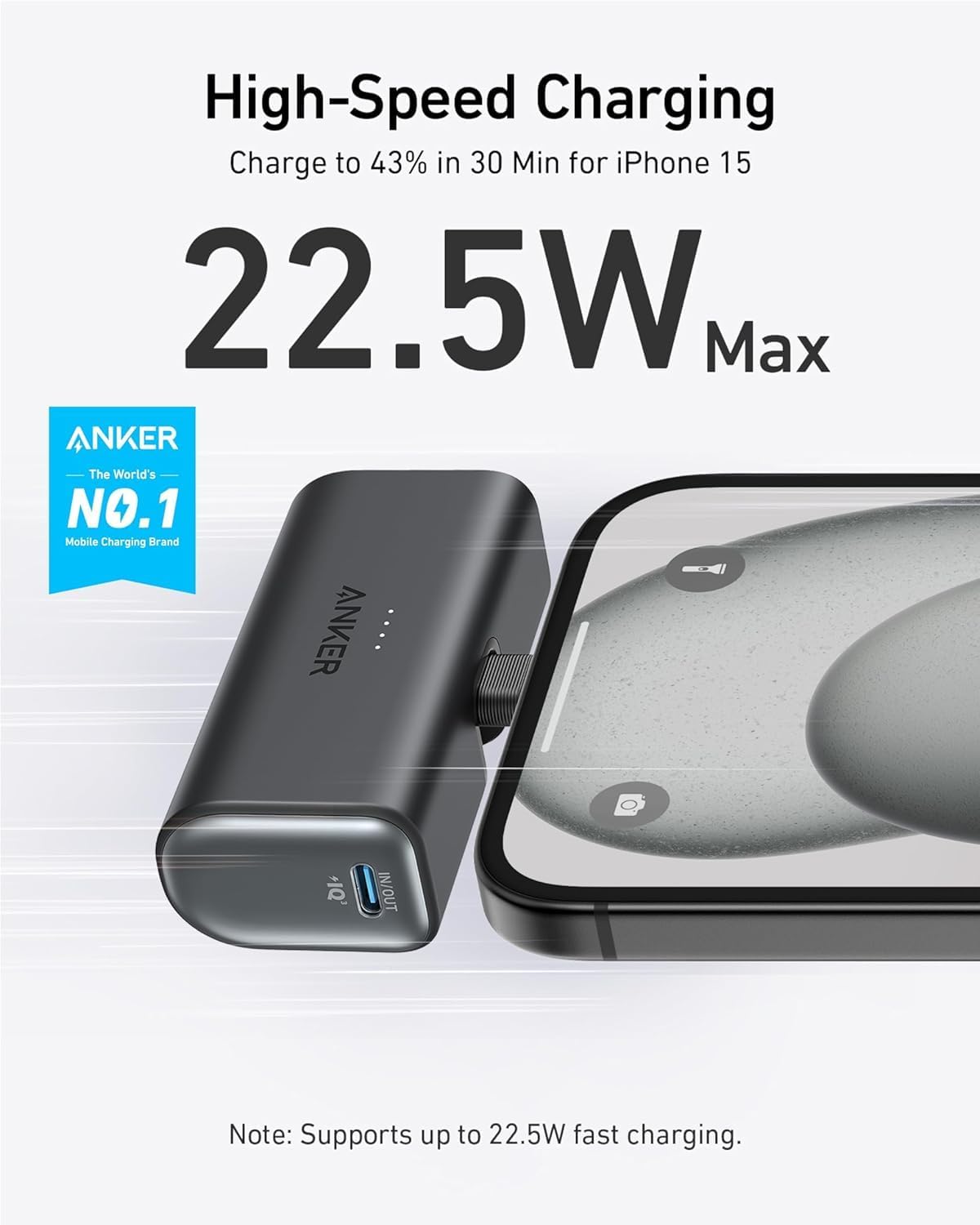 Anker Nano Power Bank 5000mAh – Mini Portable Charger with Foldable USB-C, 22.5W Fast Charging for iPhone, Samsung, Huawei, iPad & More