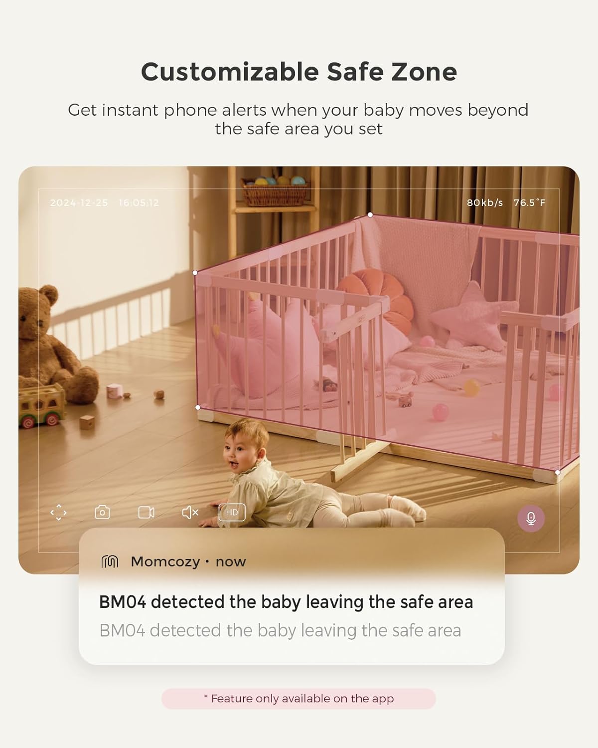 Smart WiFi Baby Monitor with Camera & Audio – 5” 1080P HD Screen