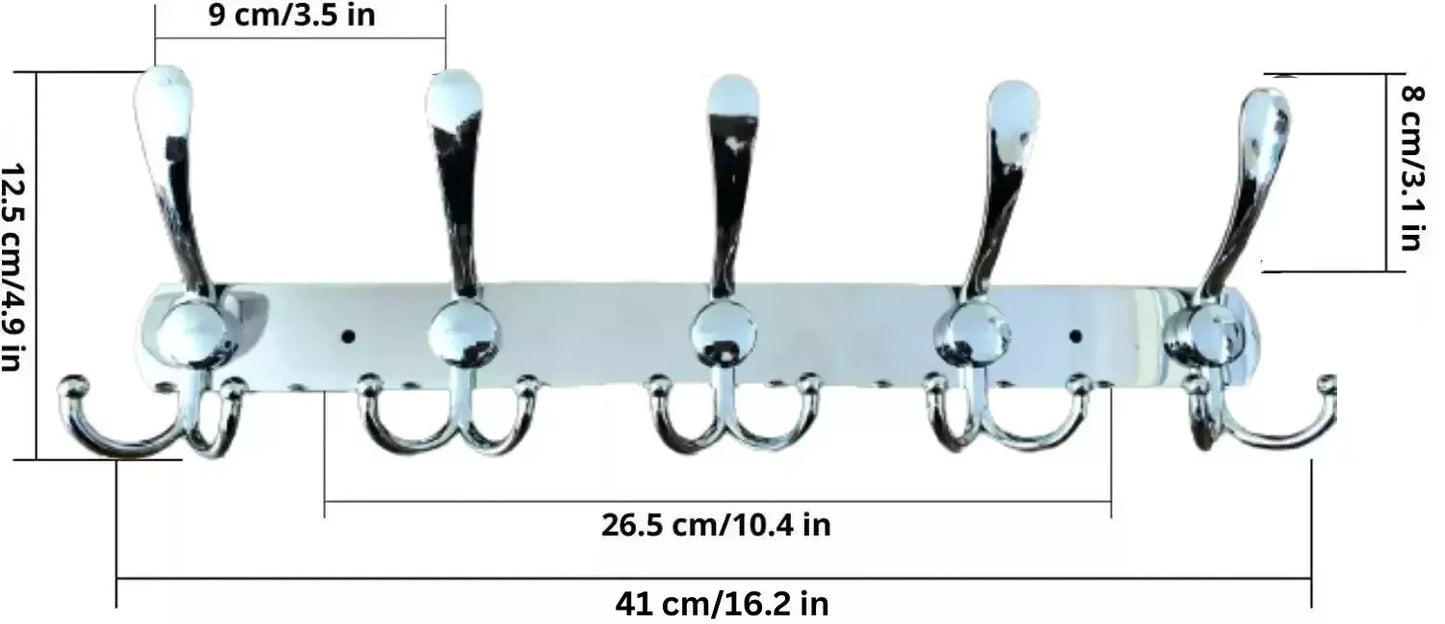 2x Clothes Coat Door Holder 5/15 Hooks Rack Hat Wall Hanger Rail Stainless Steel
