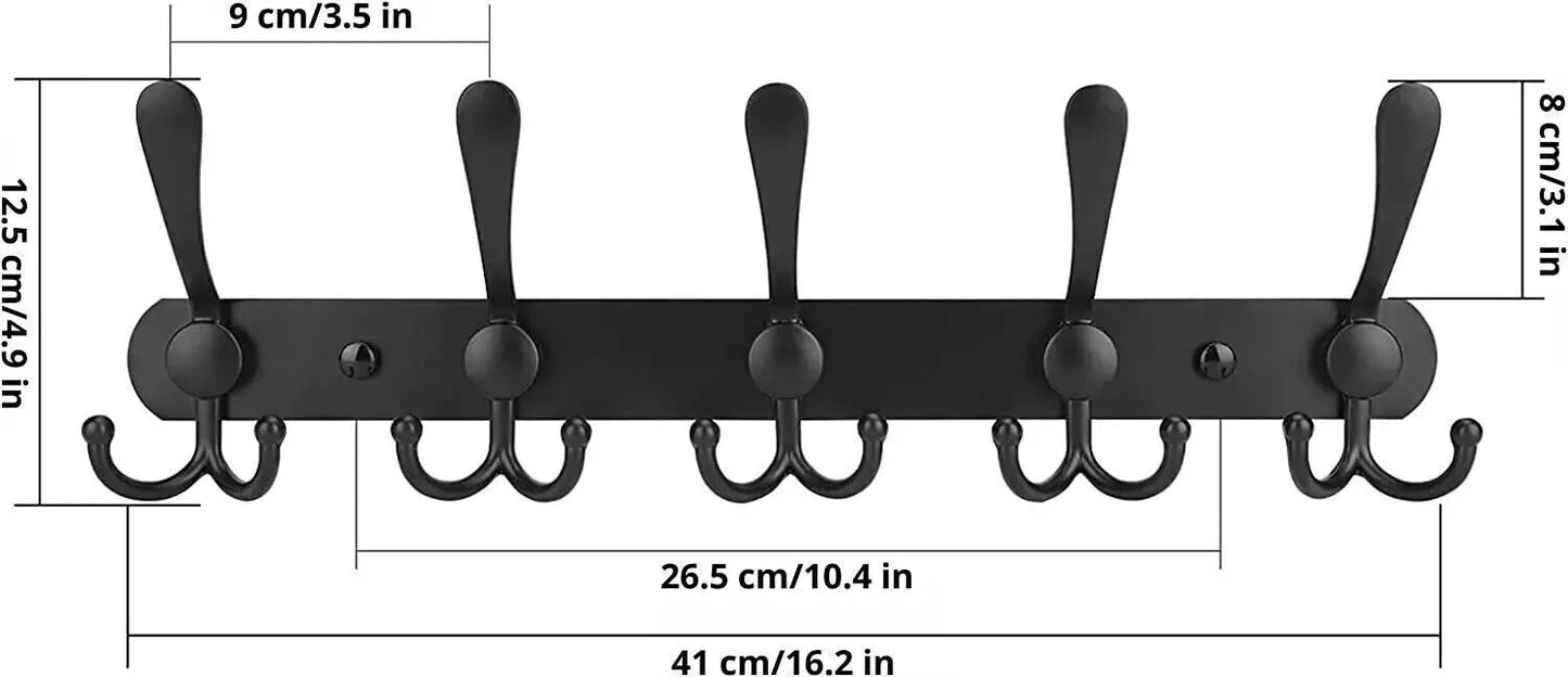 2x Clothes Coat Door Holder 5/15 Hooks Rack Hat Wall Hanger Rail Stainless Steel