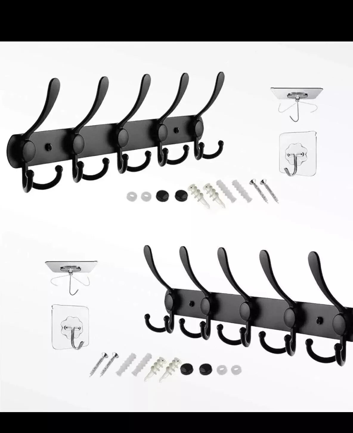2x Clothes Coat Door Holder 5/15 Hooks Rack Hat Wall Hanger Rail Stainless Steel