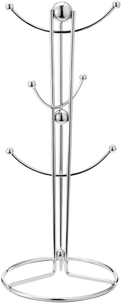 Apollo Mug Tree Stand Holder Holds up to 6 Mugs or Cups Durable Chrome Wire