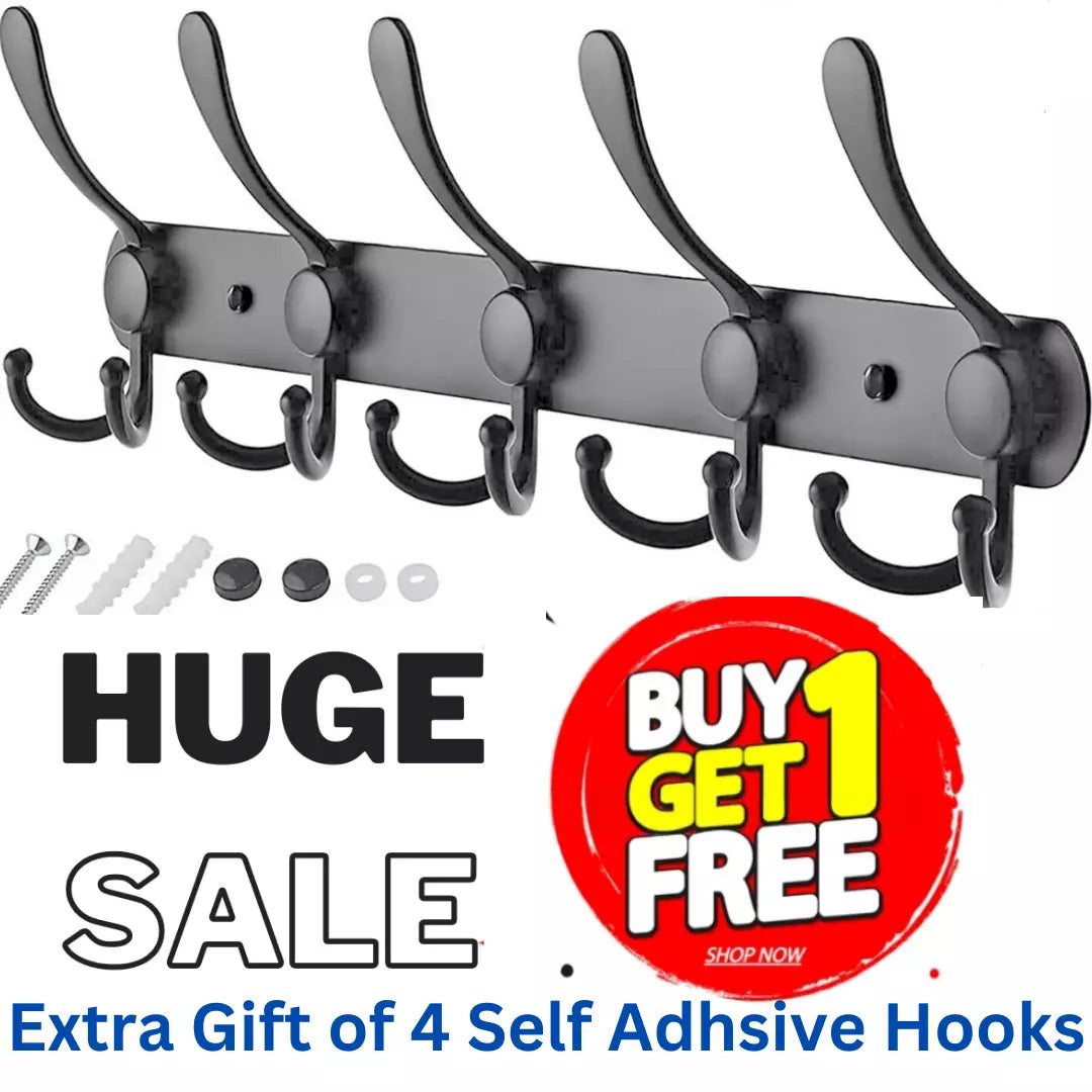 Clothes Coat Door Holder 5/15 Hooks Rack Hat Wall Hanger Rail Stainless Steel