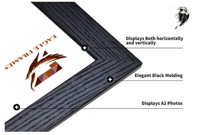 EAGLE FRAMES Multicolour Wooden Effect A2, A3, A4 Photo Frames 3cm Wide Premium