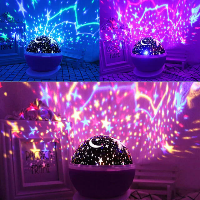 Star & Moon Rotating Projector Lamp – Night Light for Bedroom, Kids, Parties & Decor