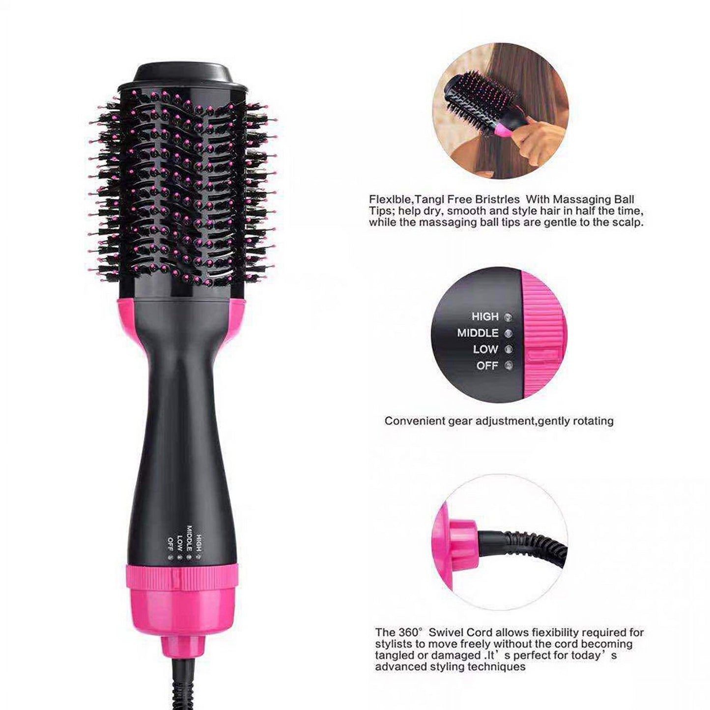 Salon One-Step Hair Dryer & Volumizer – 2-in-1 Hot Air Brush for Smooth, Shiny, Voluminous Hair