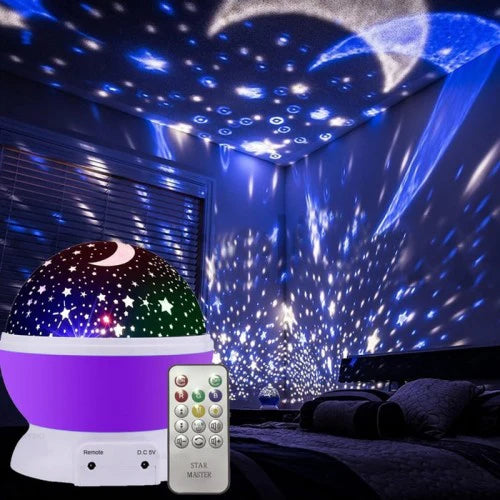Star & Moon Rotating Projector Lamp – Night Light for Bedroom, Kids, Parties & Decor