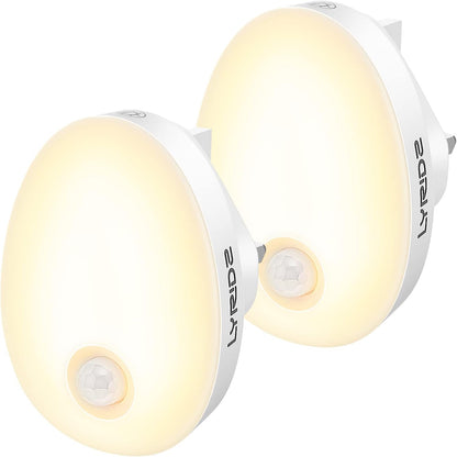 LED Motion Sensor Plug-In Night Light (2 Pack) – Dimmable Warm White with Auto/On/Off Modes for Nursery, Kids Room, Bedroom, Stairs & Hallway