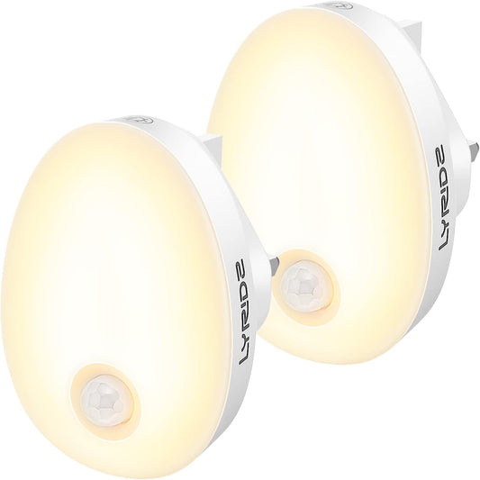 LED Motion Sensor Plug-In Night Light (2 Pack) – Dimmable Warm White with Auto/On/Off Modes for Nursery, Kids Room, Bedroom, Stairs & Hallway