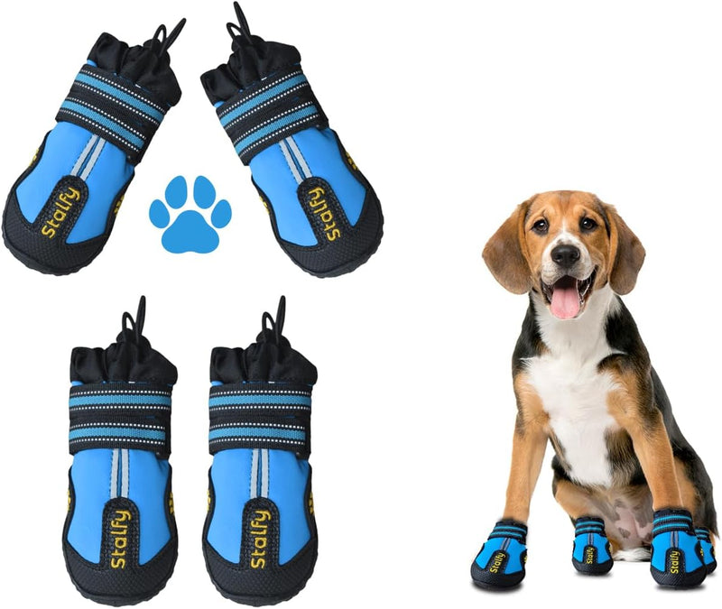 STALFY Dog Shoes Features an Elastic Enclosure, a Grippy Sole & a Bend btw Ankle & Shoe.