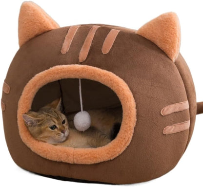 🐾 Deep Sleep Winter Cat Bed – Cozy Cave Nest for Cats & Small Dogs