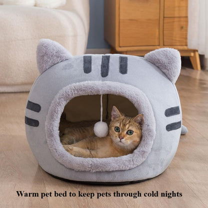 🐾 Deep Sleep Winter Cat Bed – Cozy Cave Nest for Cats & Small Dogs