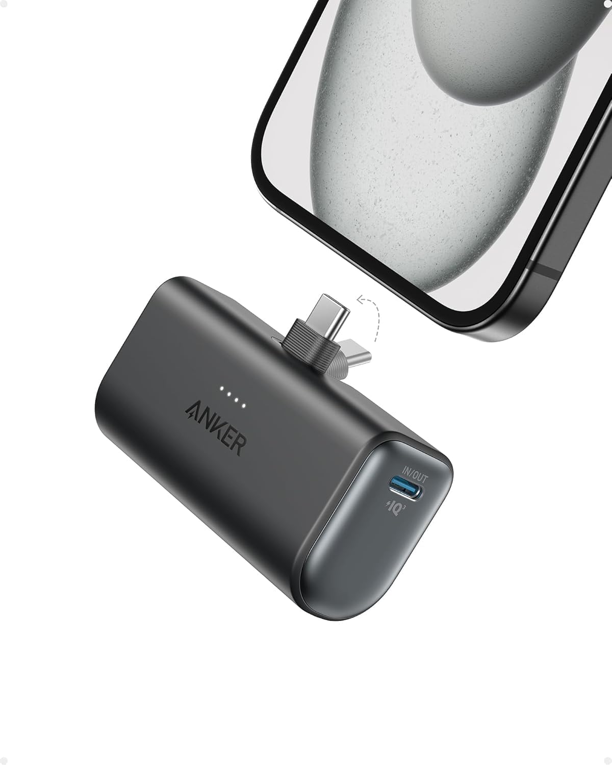 Anker Nano Power Bank 5000mAh – Mini Portable Charger with Foldable USB-C, 22.5W Fast Charging for iPhone, Samsung, Huawei, iPad & More