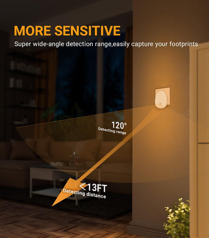 LED Motion Sensor Plug-In Night Light (2 Pack) – Dimmable Warm White with Auto/On/Off Modes for Nursery, Kids Room, Bedroom, Stairs & Hallway