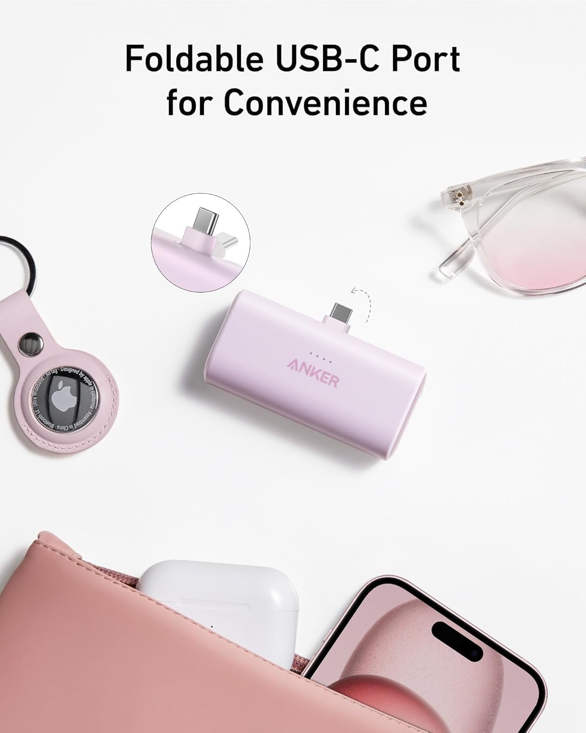 Anker Nano Power Bank 5000mAh – Mini Portable Charger with Foldable USB-C, 22.5W Fast Charging for iPhone, Samsung, Huawei, iPad & More