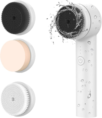 Electric Facial Cleansing Brush – 3-Head Spin Face Exfoliator for Daily Cleansing, Home & Travel Use for Men, Women, and Girls