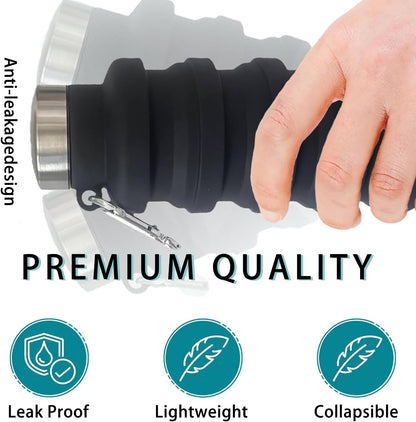 Collapsible 500ml Silicone Water Bottle – BPA-Free, Foldable, Leak-Proof, Lightweight Travel & Outdoor Bottle for Hiking, Gym, and Everyday Use