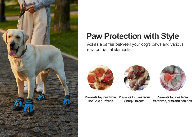 STALFY Dog Shoes Features an Elastic Enclosure, a Grippy Sole & a Bend btw Ankle & Shoe.