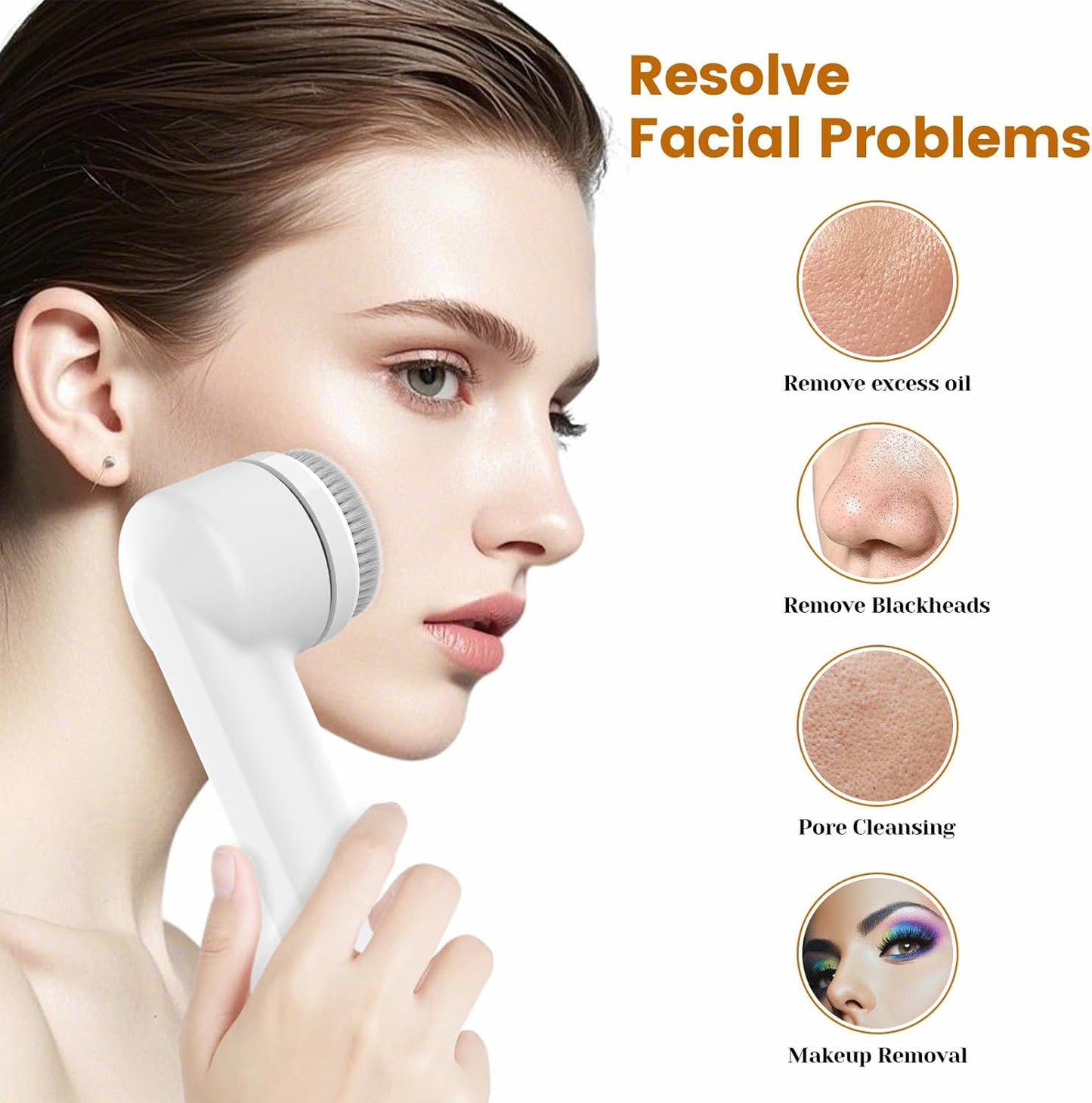Electric Facial Cleansing Brush – 3-Head Spin Face Exfoliator for Daily Cleansing, Home & Travel Use for Men, Women, and Girls