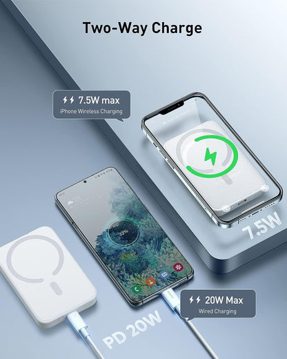 5000mAh Magnetic Power Bank – Wireless Fast Charging Portable Battery, MagSafe Compatible