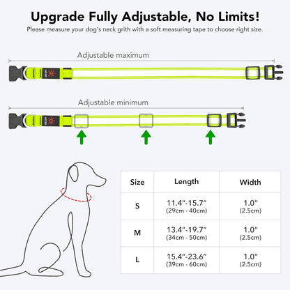 Rechargeable LED Dog Collar – Adjustable, Waterproof Glow Collar with 3 Light Modes for Night Walking