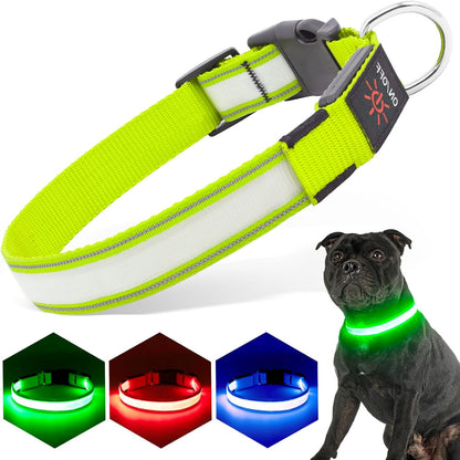 Rechargeable LED Dog Collar – Adjustable, Waterproof Glow Collar with 3 Light Modes for Night Walking
