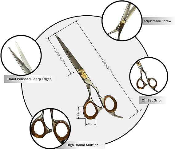 Stalfy Thinning Scissors Hairdressing Scissors for Hair Cutting, 6.5-inch J2/Japanese Steel 420C, Set of 2 Hair Scissors with Razor-Sharp Blades, at-Home Use, Both Men and Women