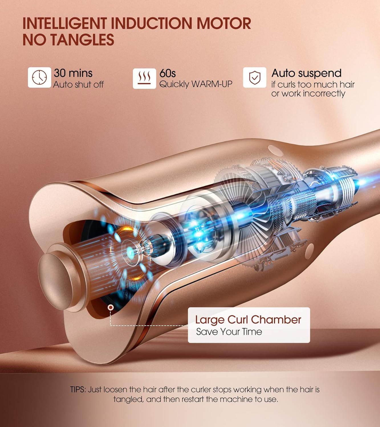 Automatic Hair Curling Iron – Professional Anti-Tangle Auto Curler with 4 Heat Settings