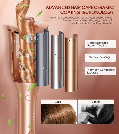 Automatic Hair Curling Iron – Professional Anti-Tangle Auto Curler with 4 Heat Settings