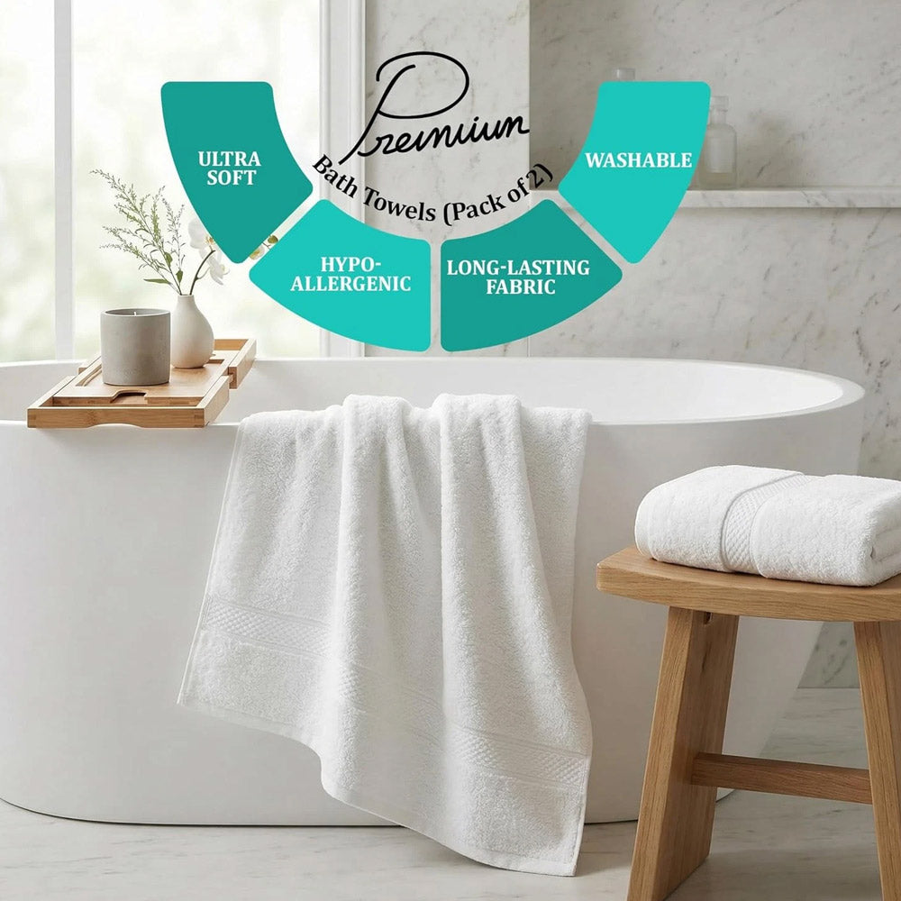 Bath Towels Luxury 100% Cotton 500GSM Soft Highly Absorbent Quick Dry