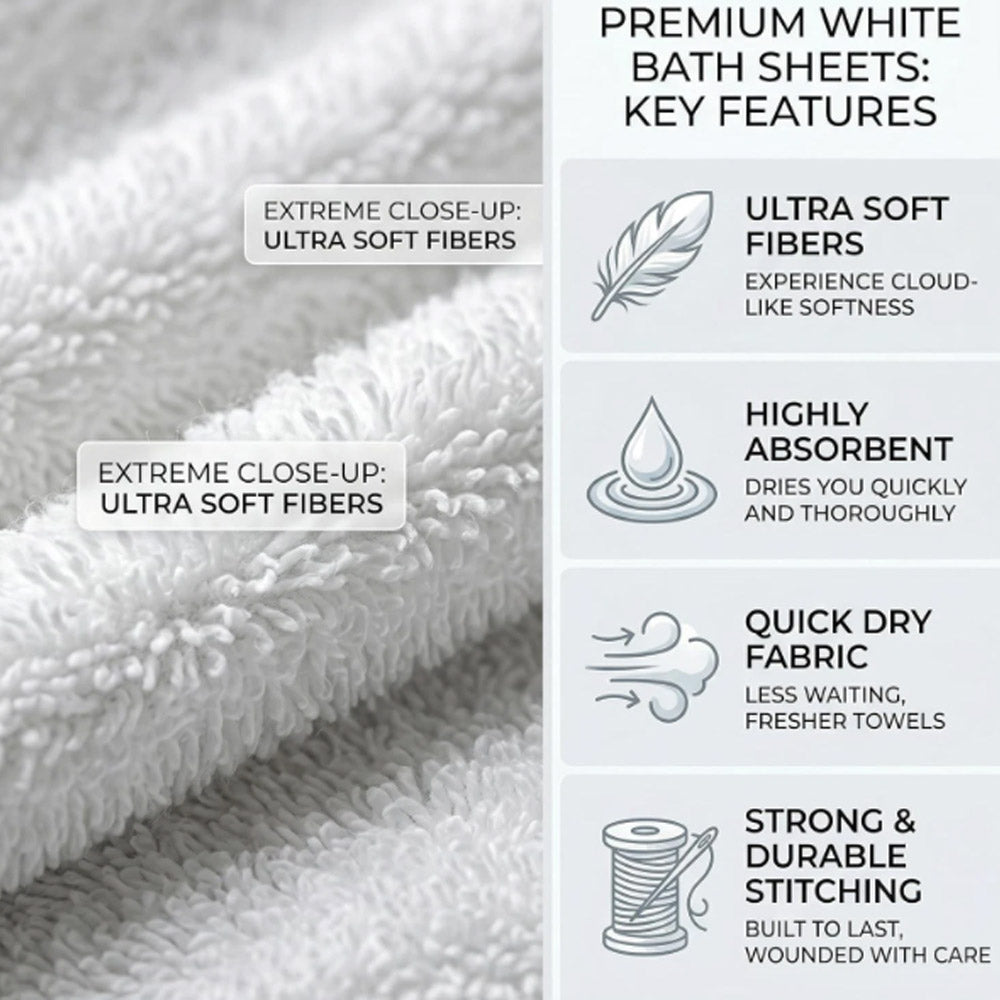 Bath Towels Luxury 100% Cotton 500GSM Soft Highly Absorbent Quick Dry