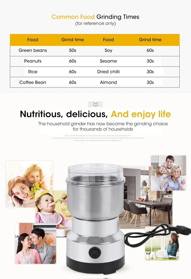 Mini Electric Grinder – Coffee, Spice & Baby Food Ultra-Fine Quality