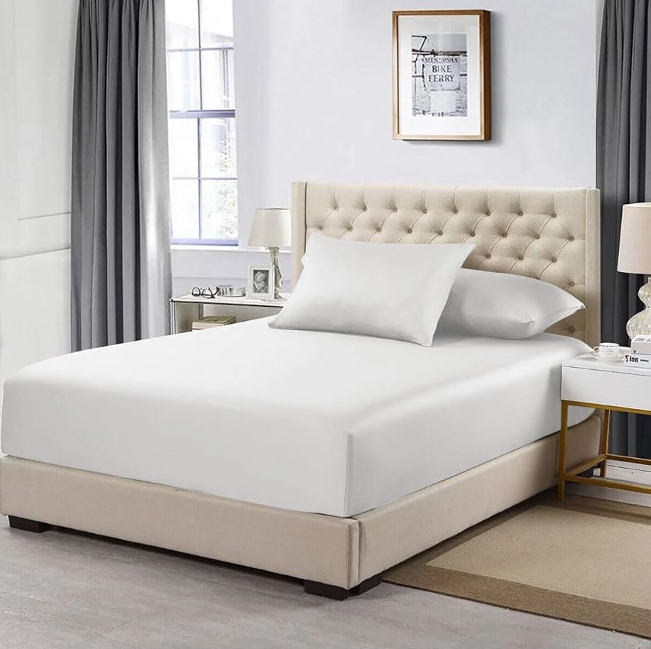 Premium Egyptian Cotton Fitted Sheet 200 Thread Count Soft Bedding 16''/40cm