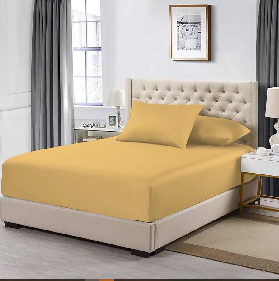 Premium Egyptian Cotton Fitted Sheet 200 Thread Count Soft Bedding 16''/40cm