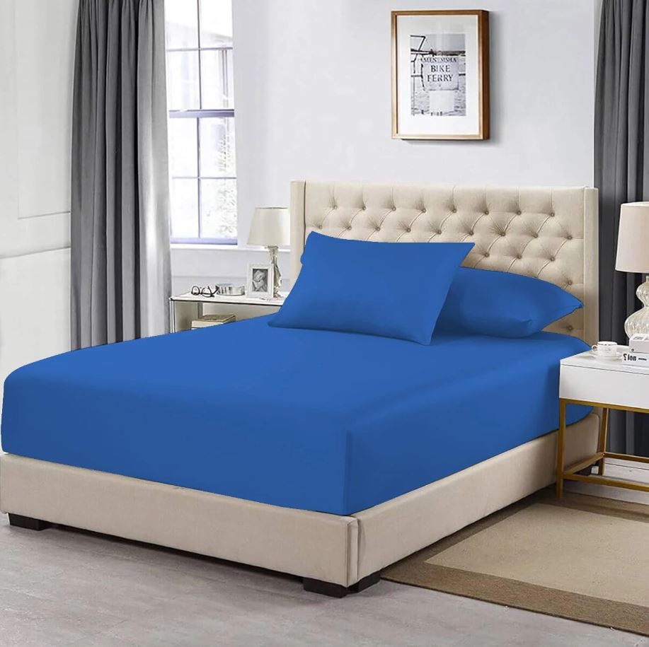 Premium Egyptian Cotton Fitted Sheet 200 Thread Count Soft Bedding 16''/40cm