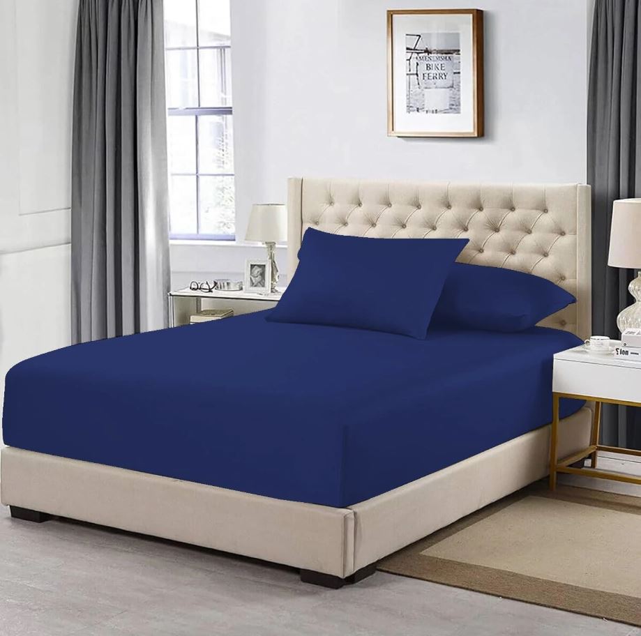 Premium Egyptian Cotton Fitted Sheet 200 Thread Count Soft Bedding 16''/40cm