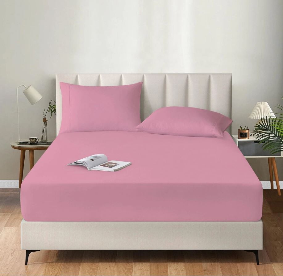 Premium Egyptian Cotton Fitted Sheet 200 Thread Count Soft Bedding 16''/40cm