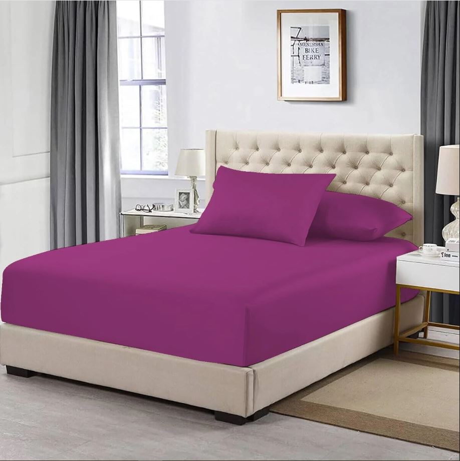 Premium Egyptian Cotton Fitted Sheet 200 Thread Count Soft Bedding 16''/40cm