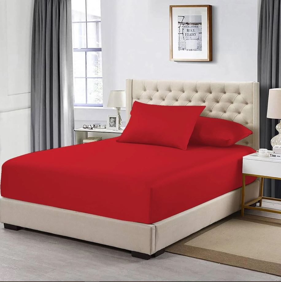 Premium Egyptian Cotton Fitted Sheet 200 Thread Count Soft Bedding 16''/40cm