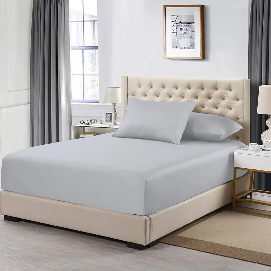 Premium Egyptian Cotton Fitted Sheet 200 Thread Count Soft Bedding 16''/40cm