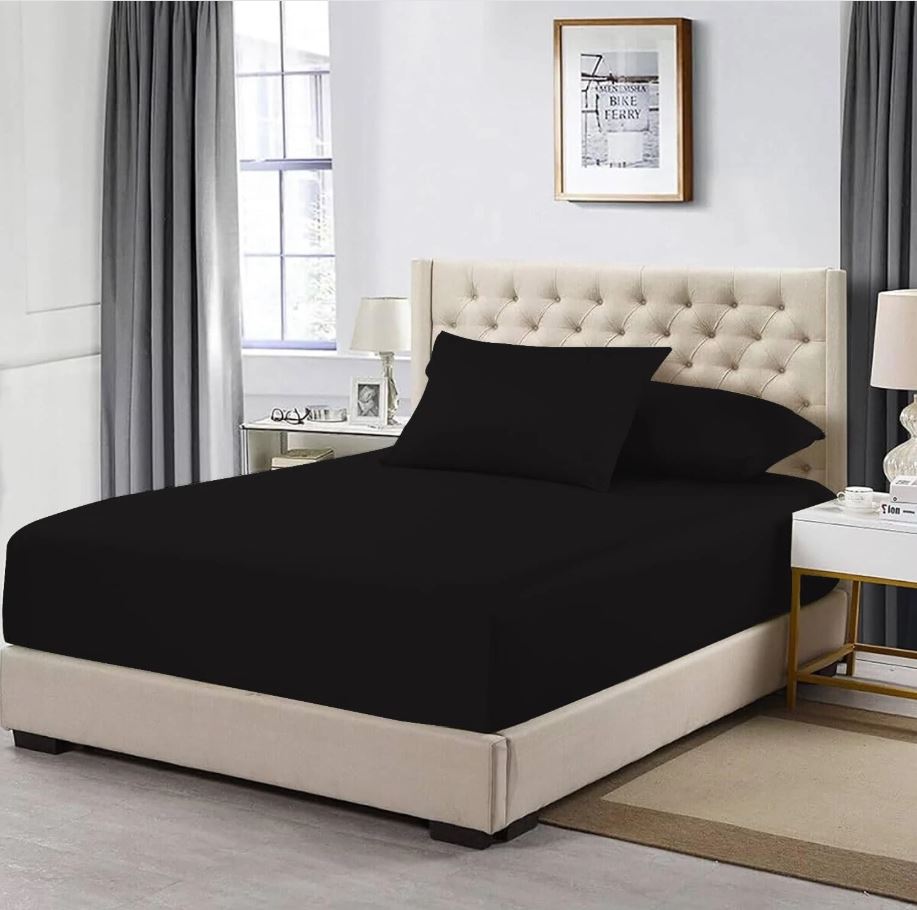 Premium Egyptian Cotton Fitted Sheet 200 Thread Count Soft Bedding 16''/40cm
