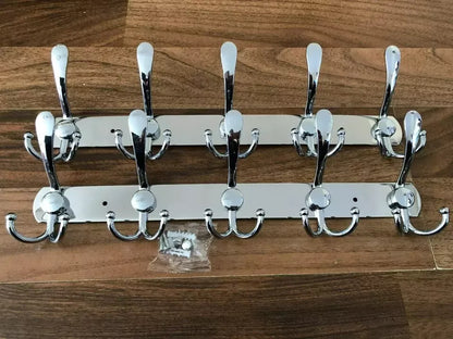 2x Clothes Coat Door Holder 5/15 Hooks Rack Hat Wall Hanger Rail Stainless Steel