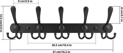 2x Clothes Coat Door Holder 5/15 Hooks Rack Hat Wall Hanger Rail Stainless Steel