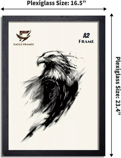 EAGLE FRAMES Multicolour Wooden Effect A2, A3, A4 Photo Frames 3cm Wide Premium