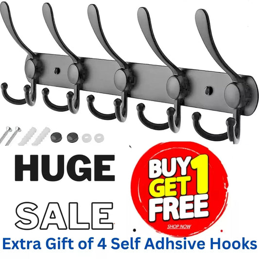 2x Clothes Coat Door Holder 5/15 Hooks Rack Hat Wall Hanger Rail Stainless Steel