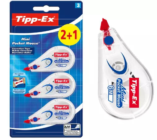 Tipp-Ex White Correction Mouse Tippex 6m Mouse Roller Tipp Tape Pack of 3