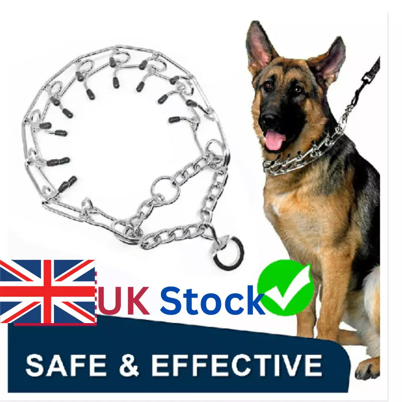 Dog Choke Collar Training Prong Pinch Chain Adjustable Metal Steel Pet Spikes