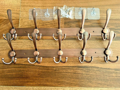 2x Clothes Coat Door Holder 5/15 Hooks Rack Hat Wall Hanger Rail Stainless Steel