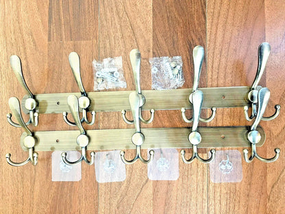 2x Clothes Coat Door Holder 5/15 Hooks Rack Hat Wall Hanger Rail Stainless Steel